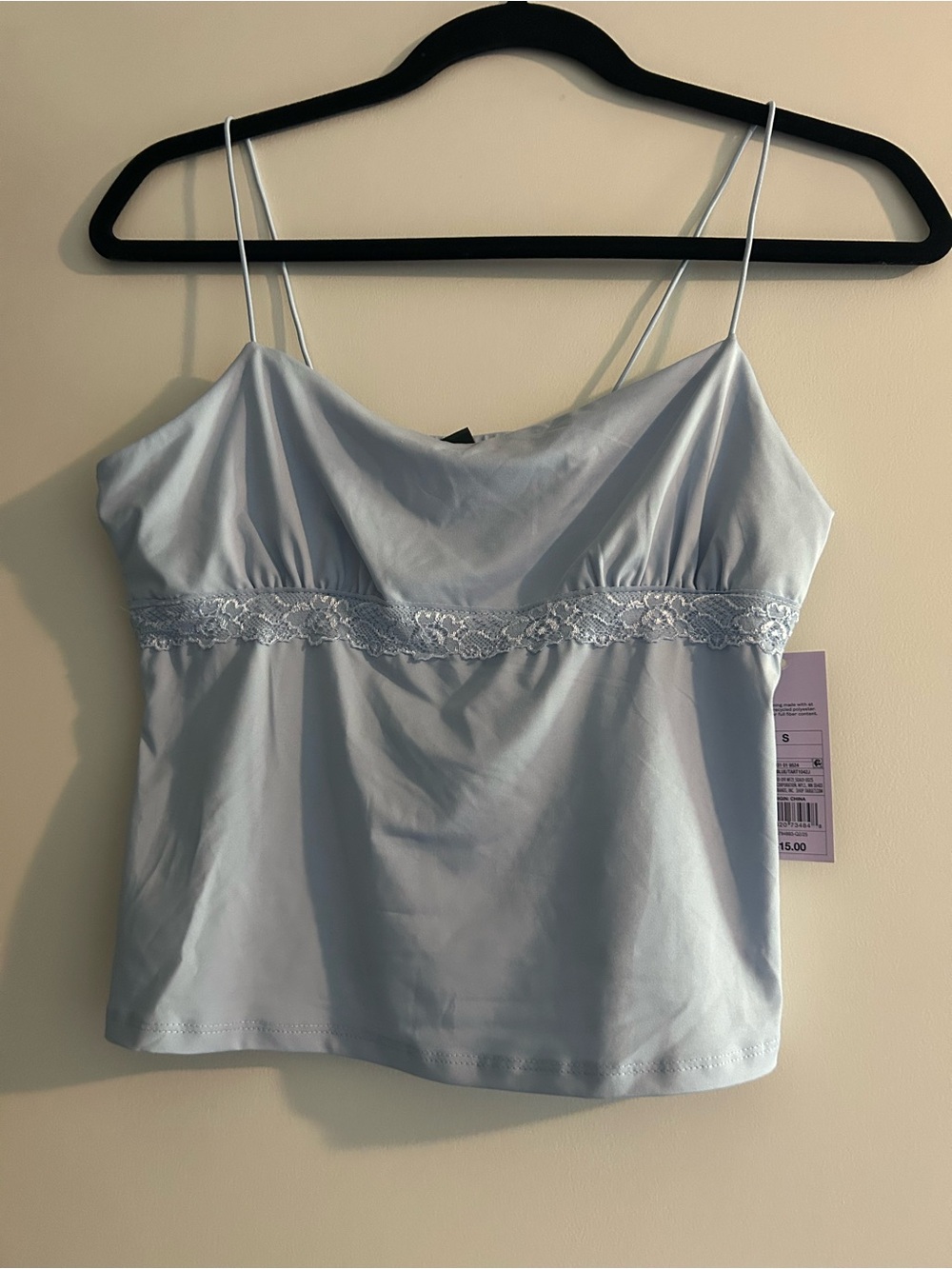 Wild Fable Delicate Lace-Trim Spaghetti Strap Cami Top - Light Blue